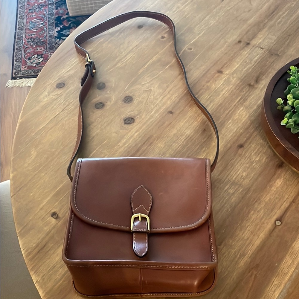 Brown Leather Travel Satchel with Adjustable Strap